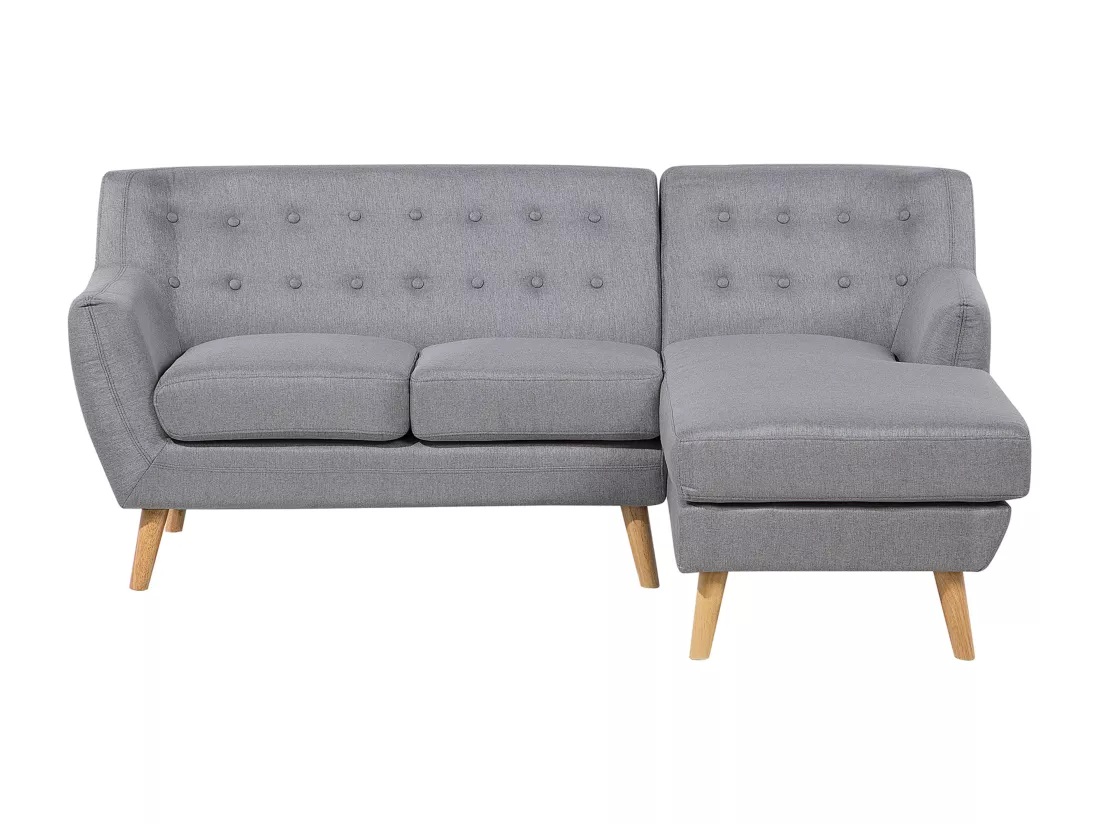 Canapé angle à droite 3 places en tissu gris clair MOTALA
