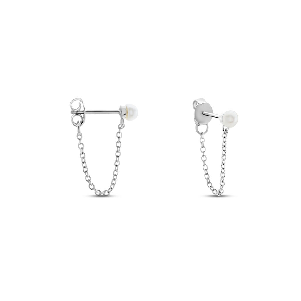 Boucles D'oreilles Pendantes Argent Blanc Leent Perles De Culture
