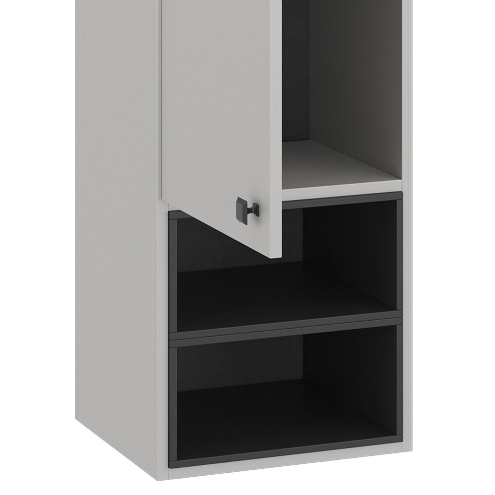 Vicco Hängeschrank Gerta, 37,5 x 150 cm, Grau-Schwarz, Badschrank hängend mit 1 Tür