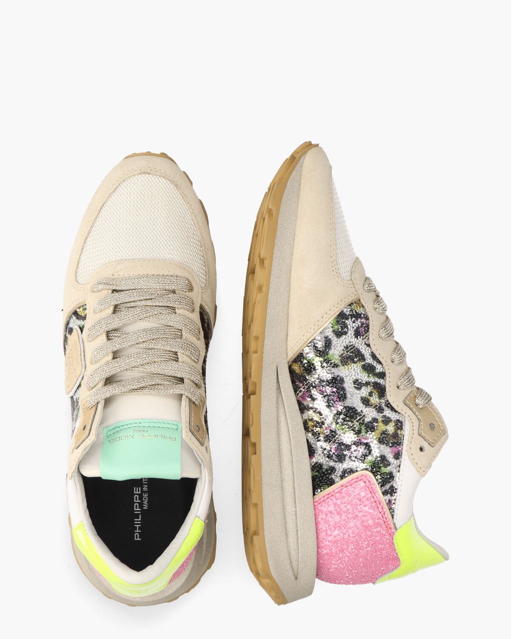 Philippe Model Tropez Haute Beige/Multicolor Damessneakers