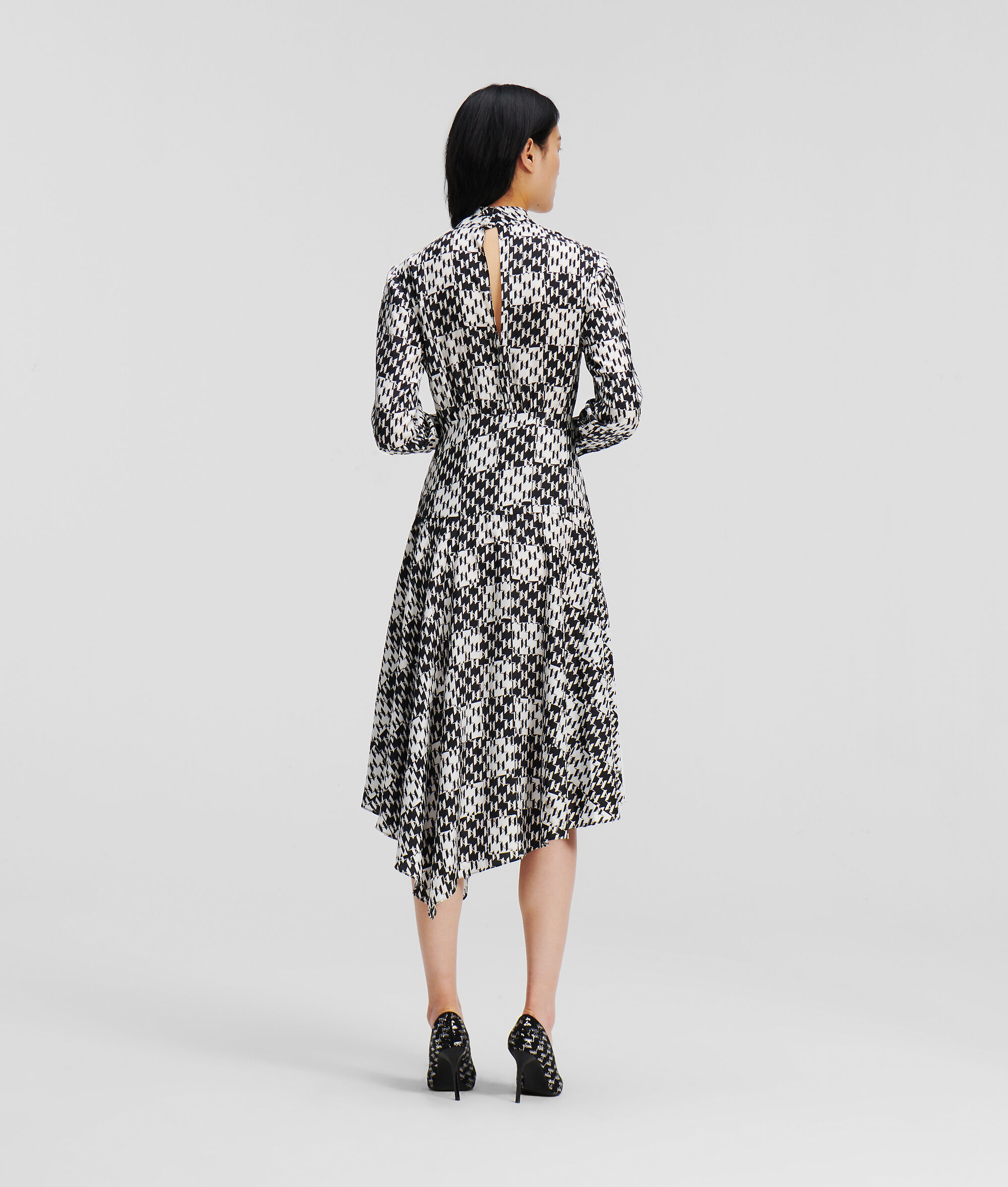 ROBE EN SOIE À CARREAUX KL MONOGRAM