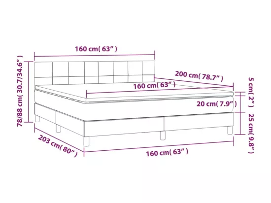 Sommier tapissier avec matelas et LED Crème 160x200 cm Tissu