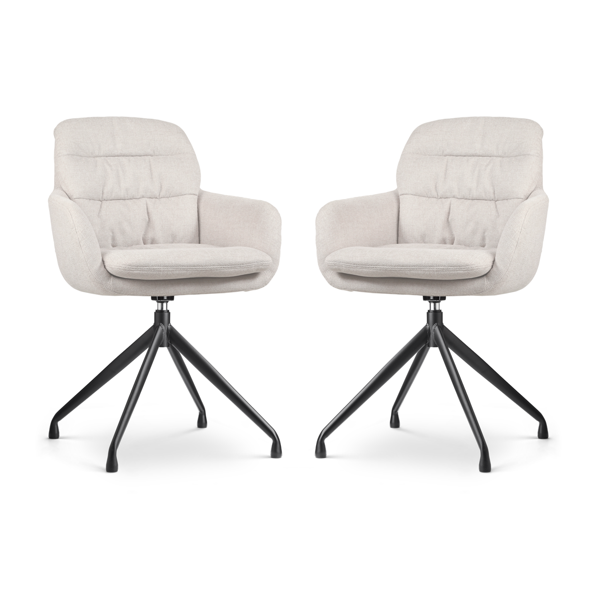 Eetkamerstoel Nola-Mia beige - zwart onderstel - set van 2