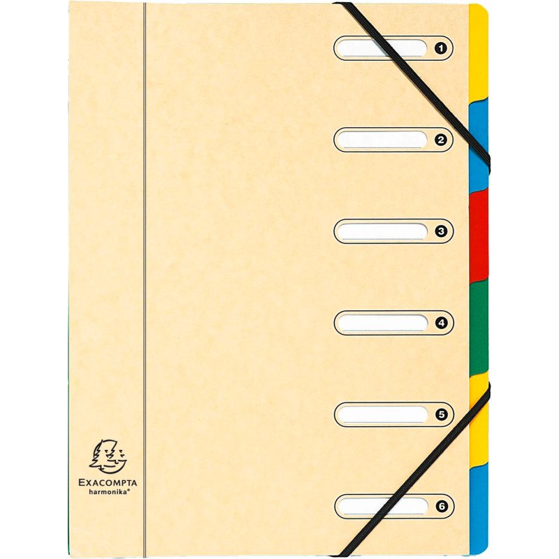 Trieur carte Exacompta Harmonika 6 divisions couelurs assorties