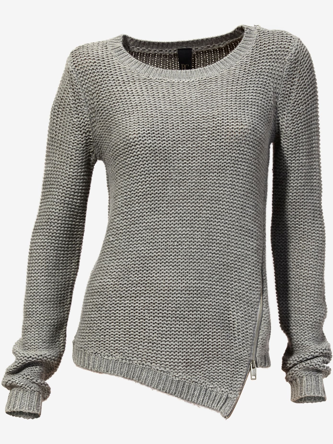 Pull col rond look asymétrique tendance avec glissière