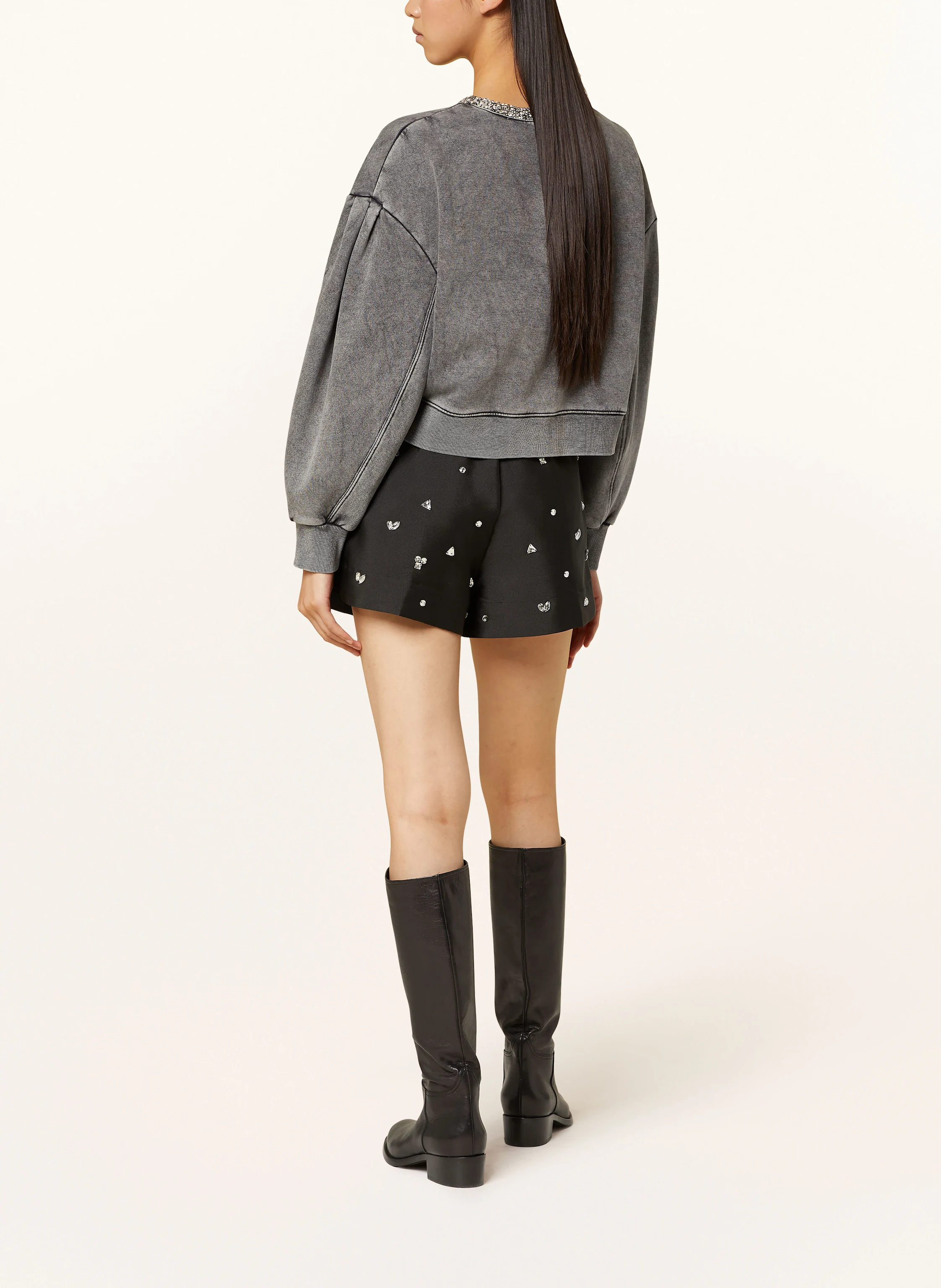 SANDRO Sweatshirt mit Schmucksteinen