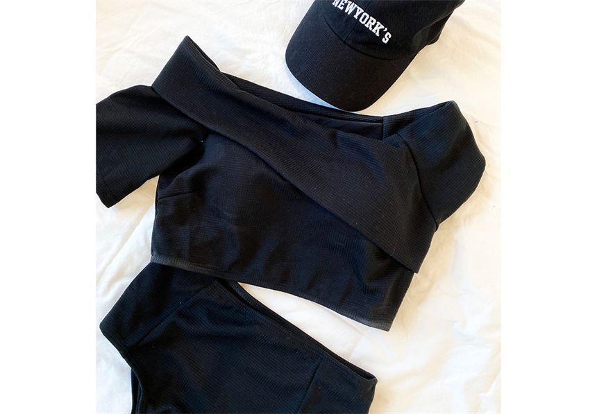 Tiaramond - Set: Off-Shoulder Effen Zwemtop + Bikinibroekje