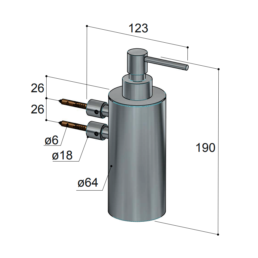 Hotbath Archie zeepdispenser wandmodel RVS
