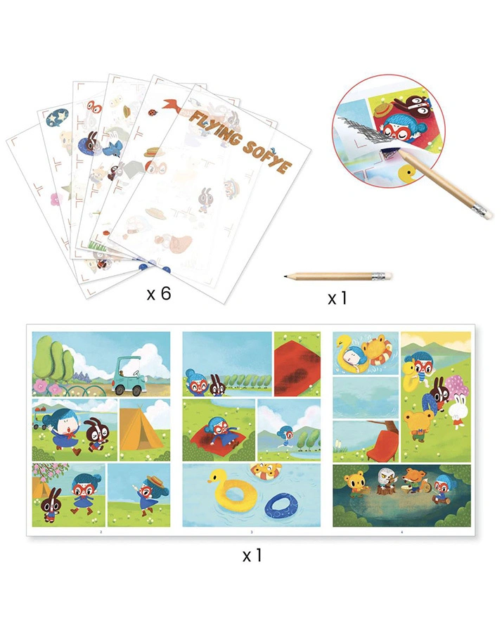 Rubbelbilder-Set FLYING SOFYE mit 100 Rubbelbildern