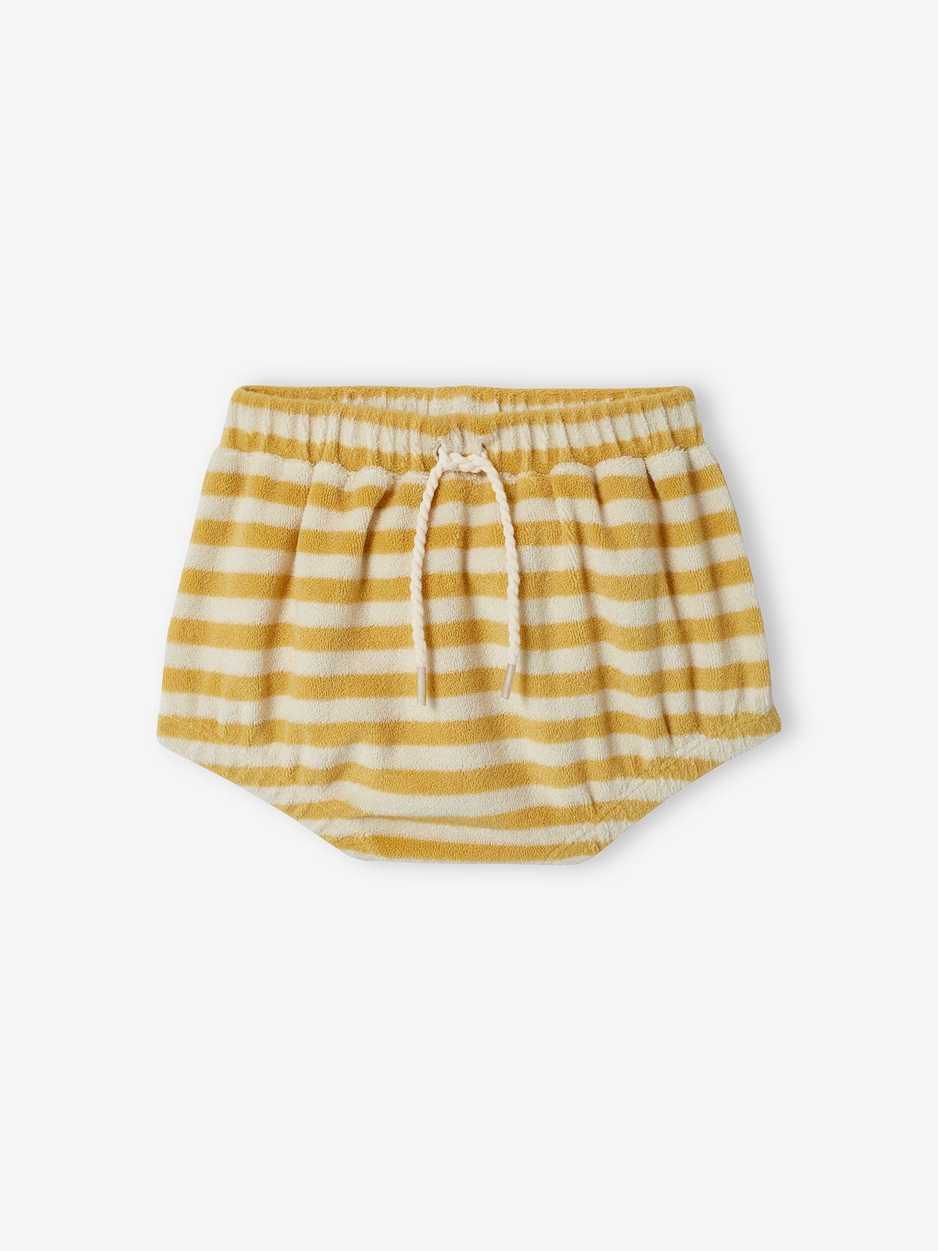 Conjunto de lã encaracolada para bebê: shorts e regata amarelo-claro