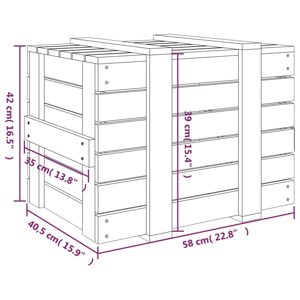 vidaXL - Opbergbox - Wit - Grenenhout - 58 x 40.5 x 42 cm