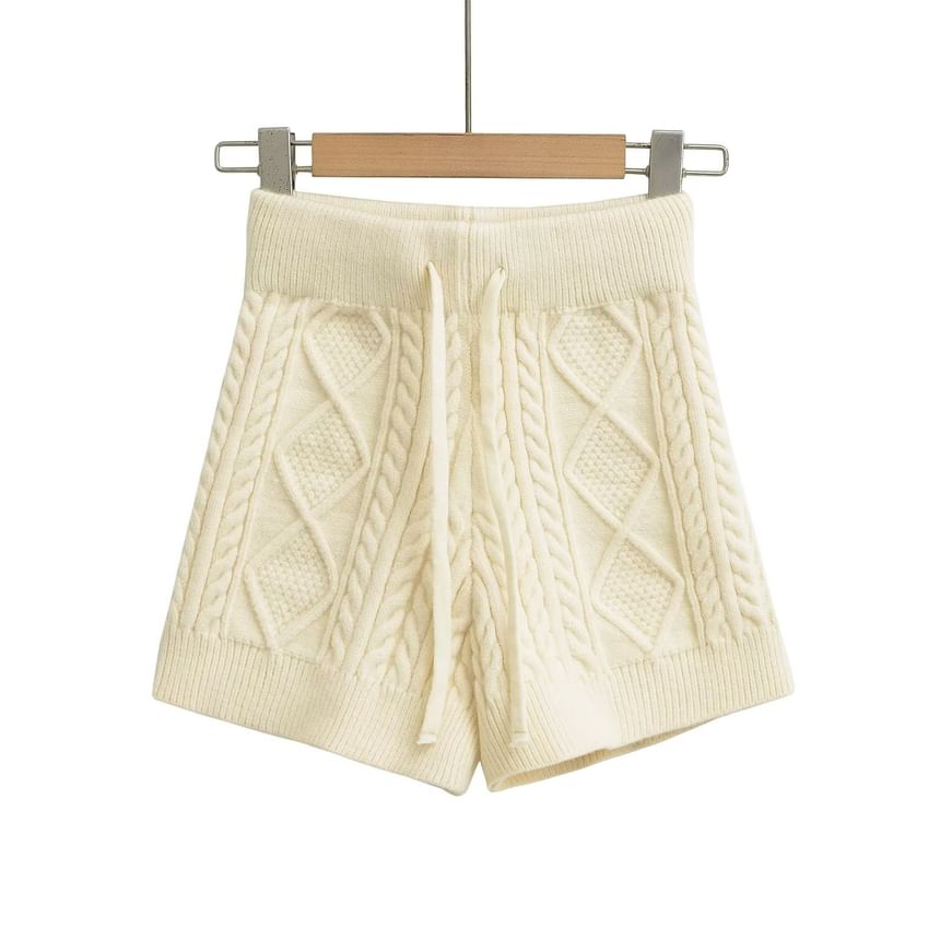 Asiris - Hoge taille effen kabelgebreide shorts