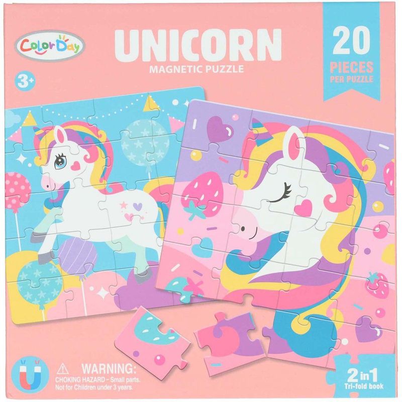 Eenhoorn - Magnetisch Puzzelboek - 2-in-1 - 20 Stukken - Geschikt Vanaf 3 Jaar
