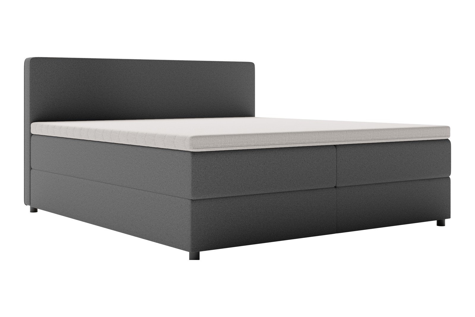 Premium 10 oppbevaringsseng 180x200 cm Magasinseng med oppbevaring, åpnes fra siden. I tekstil terranova 9 grå, med medium fasthetsgrad og premium 10 overmadrass,sorte ben. Sengegavl selges separat.