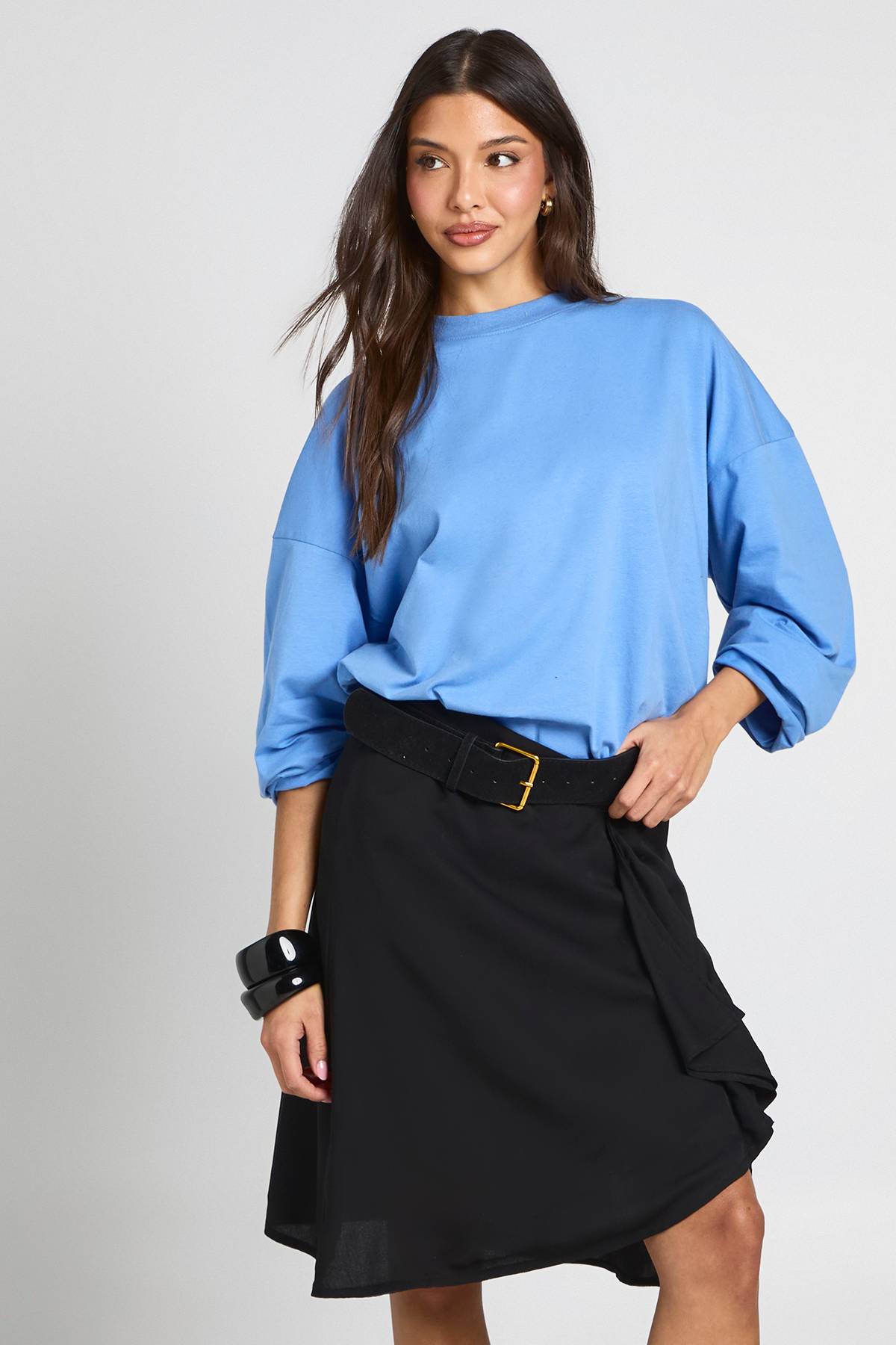 boohoo Jupe Midi Longueur Asymétrique En Mousseline Gaufrée