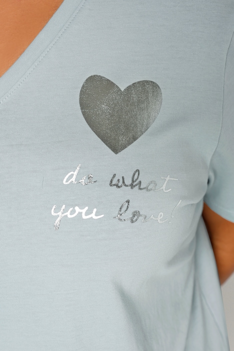 T-Shirt, Silberherz, V-Ausschnitt, Halbarm