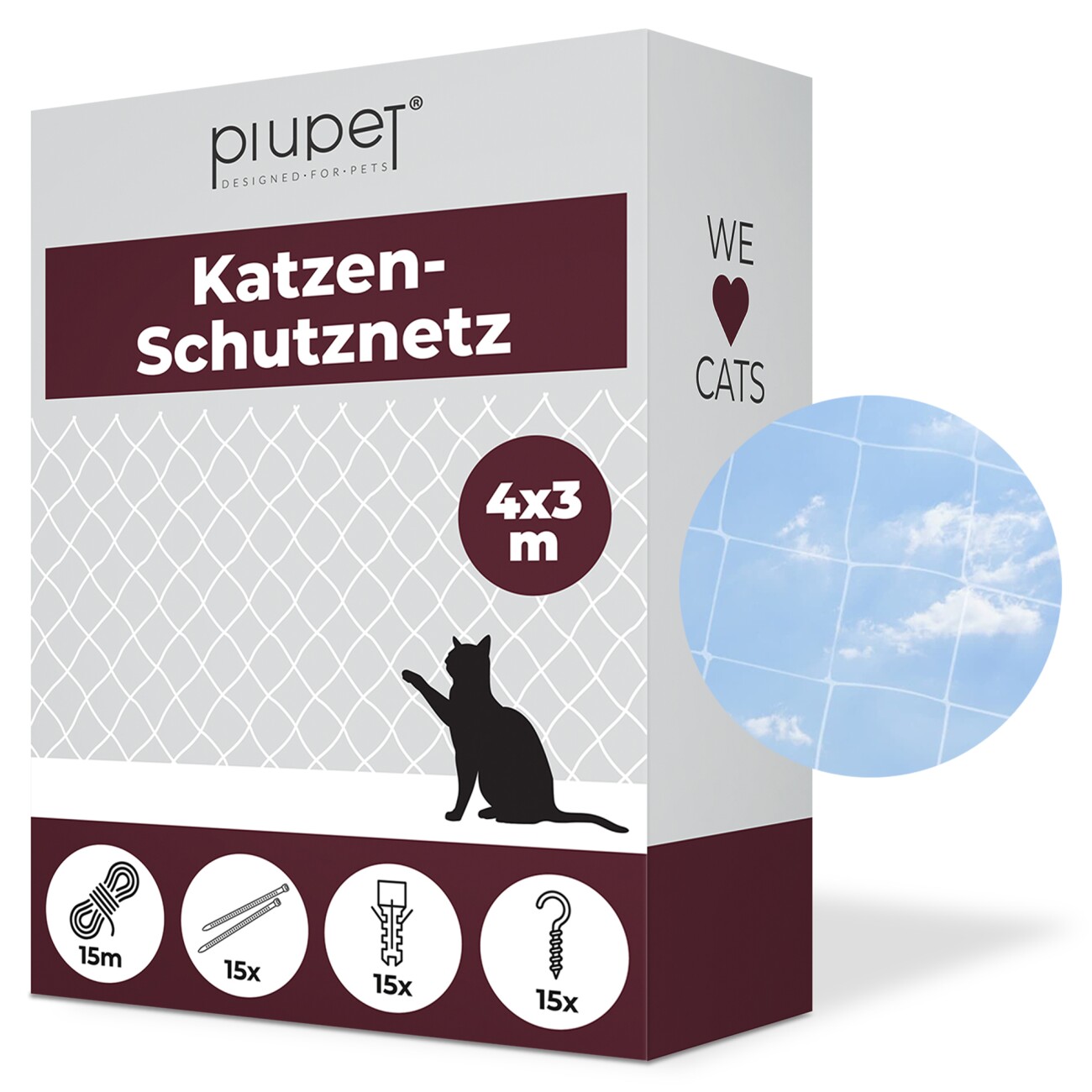PIUPET Katzennetz transparent 3 x 4 m