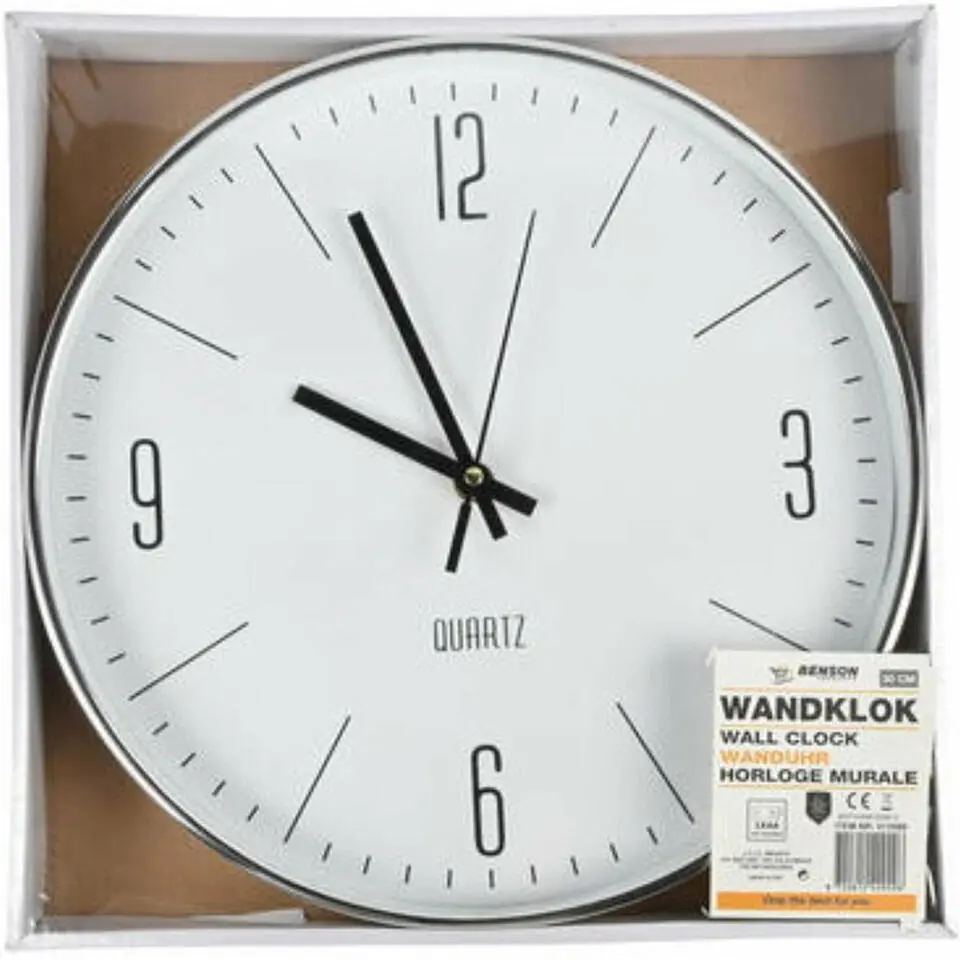 Benson Wandklok - zilverkleurig - D30 cm - minimalistisch design