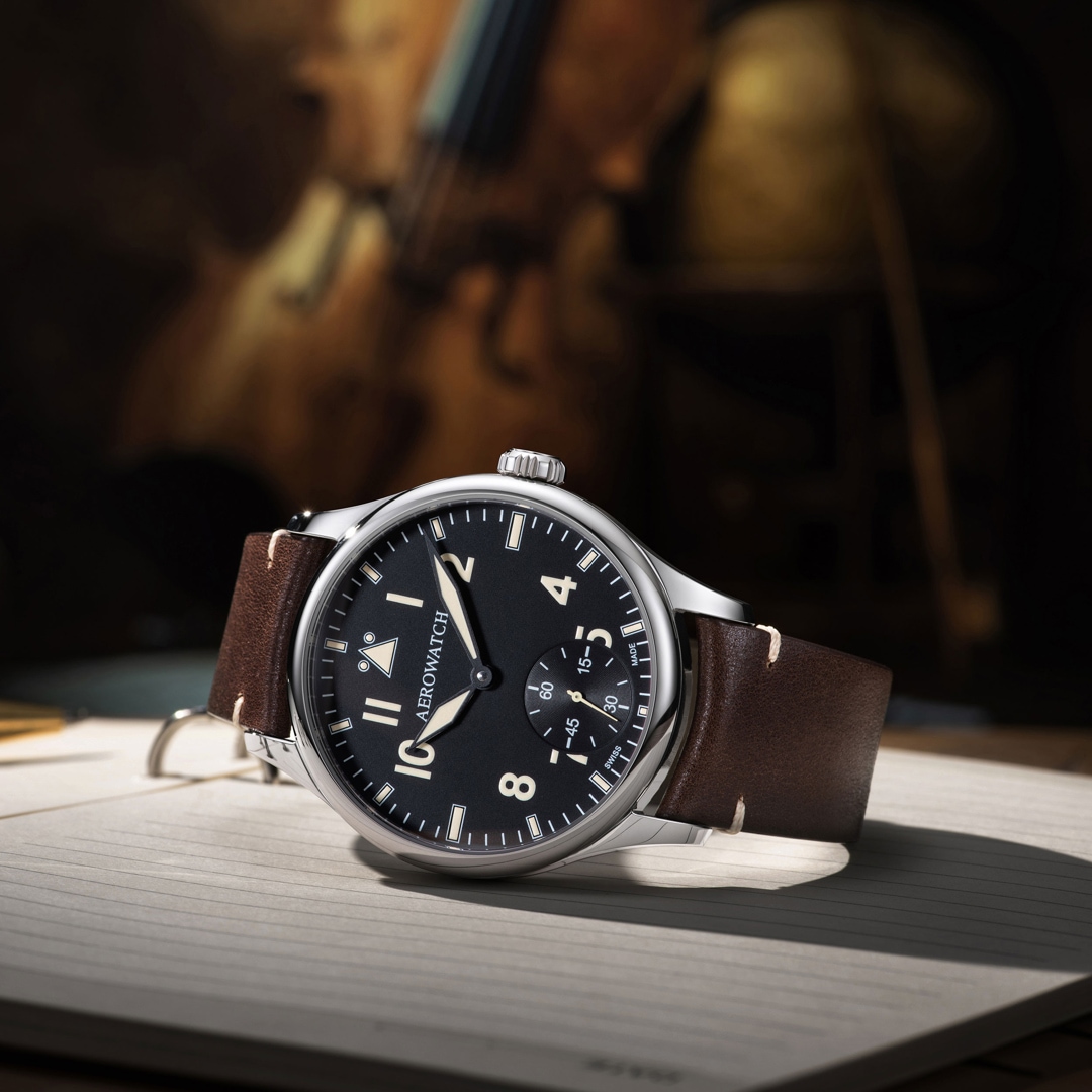 Aerowatch Renaissance Big Mechanical Petite Seconde Leder Braun