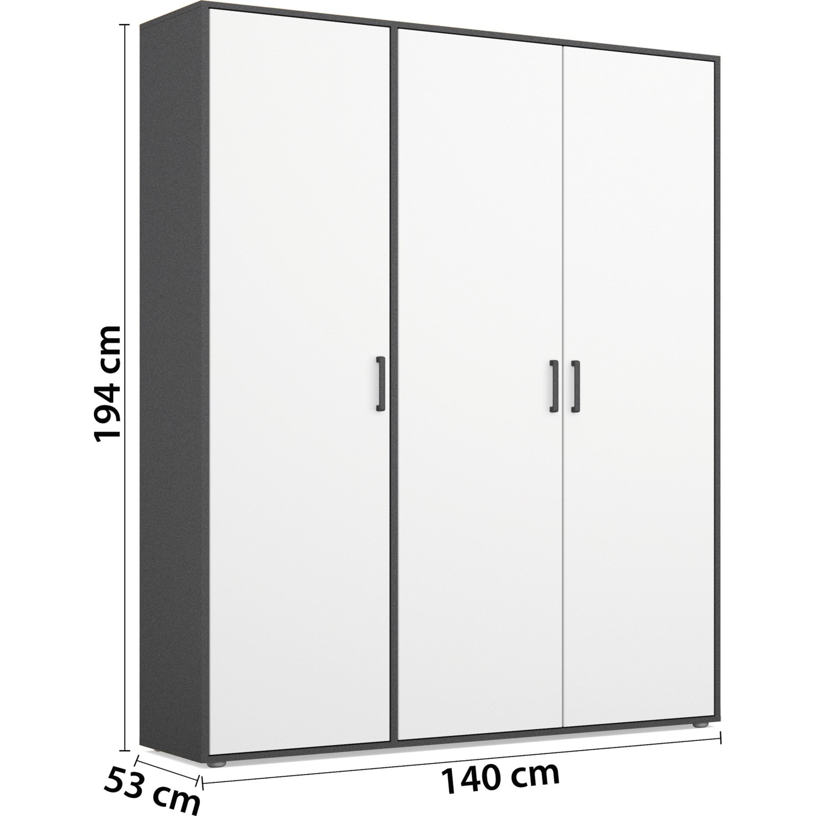 Schrank Voyager Dekor 140 x 194 x 53 cm weiss / grau met.