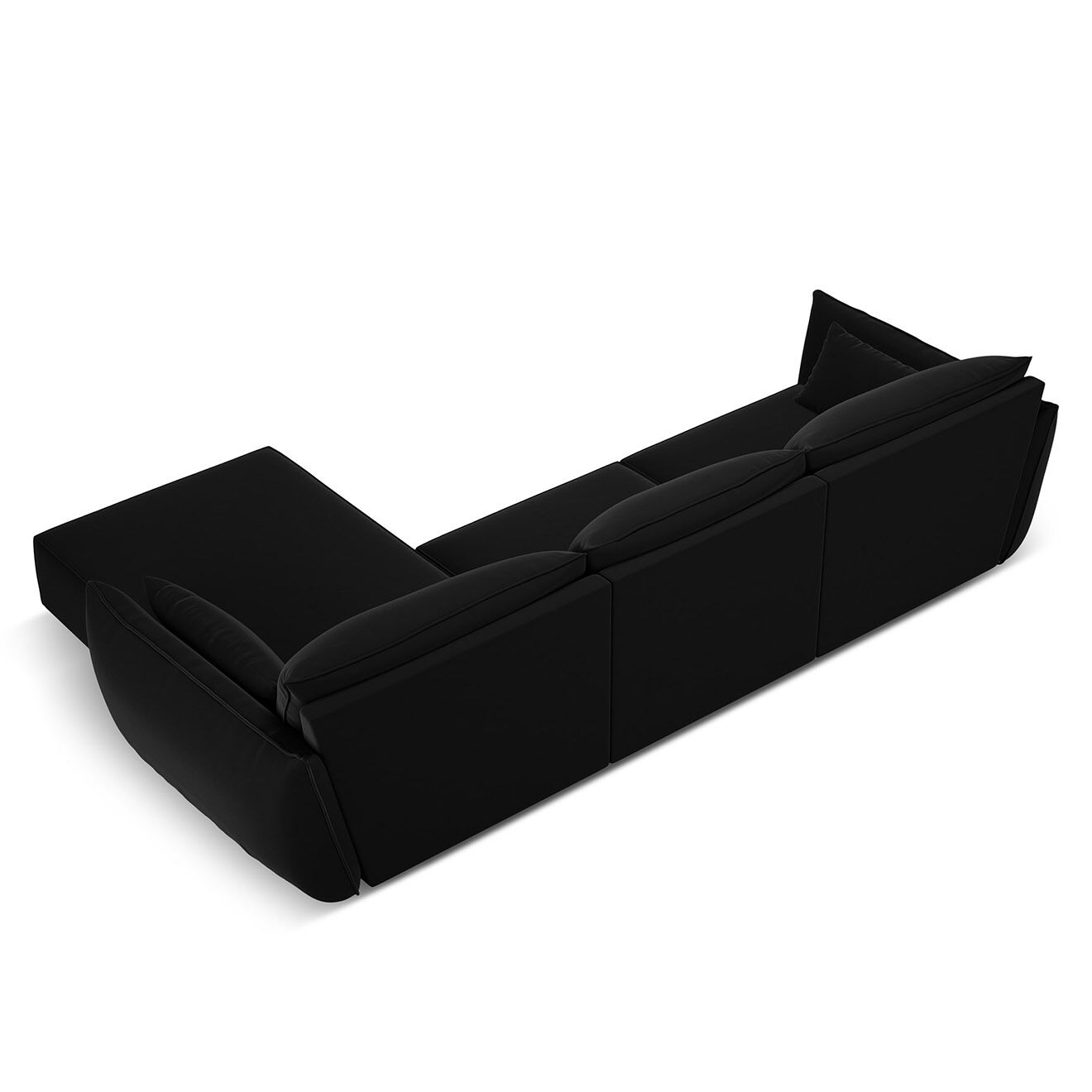 Mazzini Sofas Canapé d'angle droit Velours Vanda 4 Places noir - 300x166x85 cm