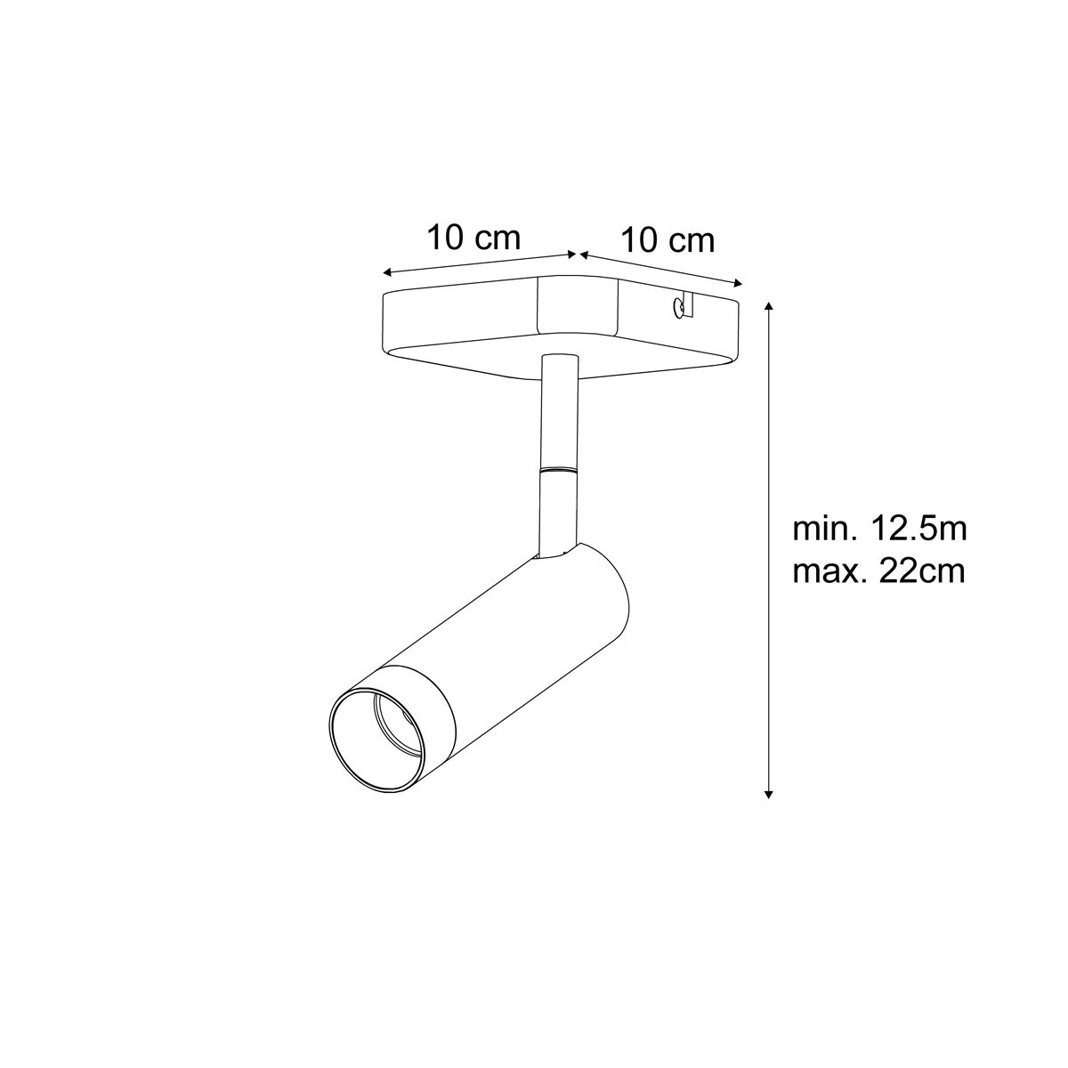Moderne plafondspot zwart rond GU10 35mm draai- en kantelbaar - Kate