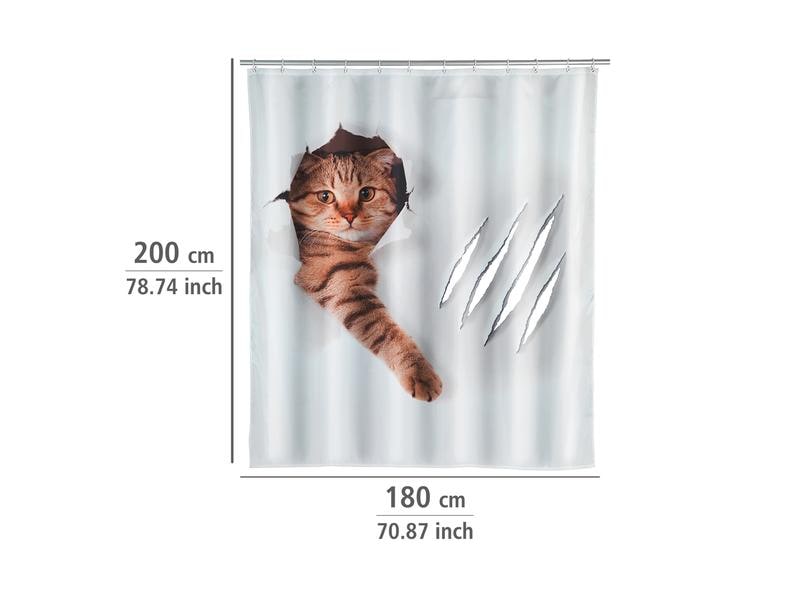 Wenko Duschvorhang Cute Cat 180 x 200 cm Pflegeleichter Badevorhang