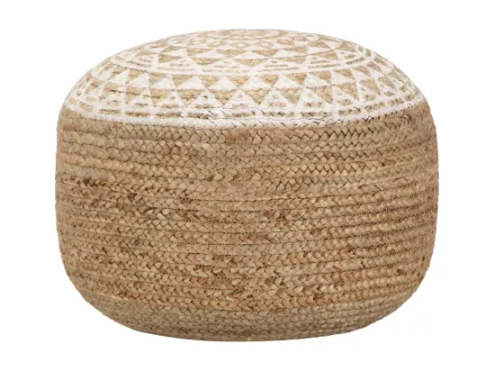 Pouf fait à la main Blanc 45x30 cm Jute