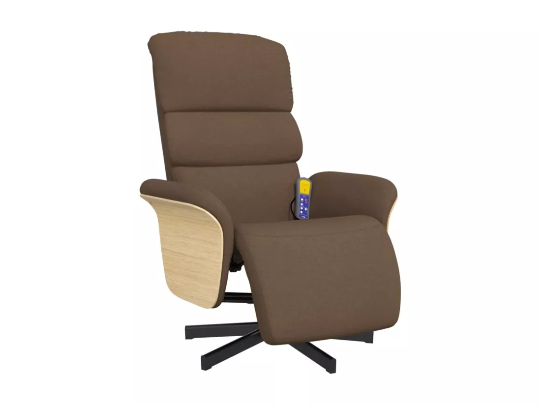 Fauteuil inclinable de massage avec repose-pieds marron tissu