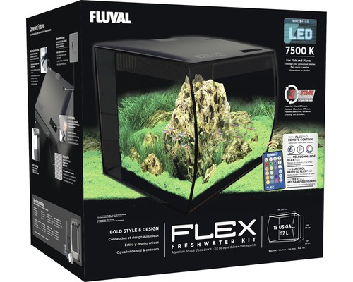 Fluval Flex 57L aquarium met LED-verlichting, filter, pomp (zonder kast), zwart