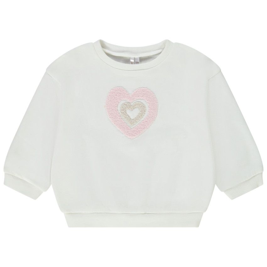 Sweat oversize avec patch bouclettes pour bébé fille - Ecru