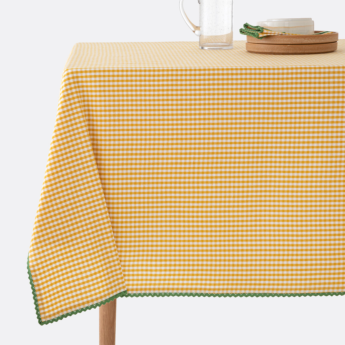 LA REDOUTE INTERIEURS<br>Toalha de mesa com estampa vichy, tingida em algodão/linho tecido Trattoria
