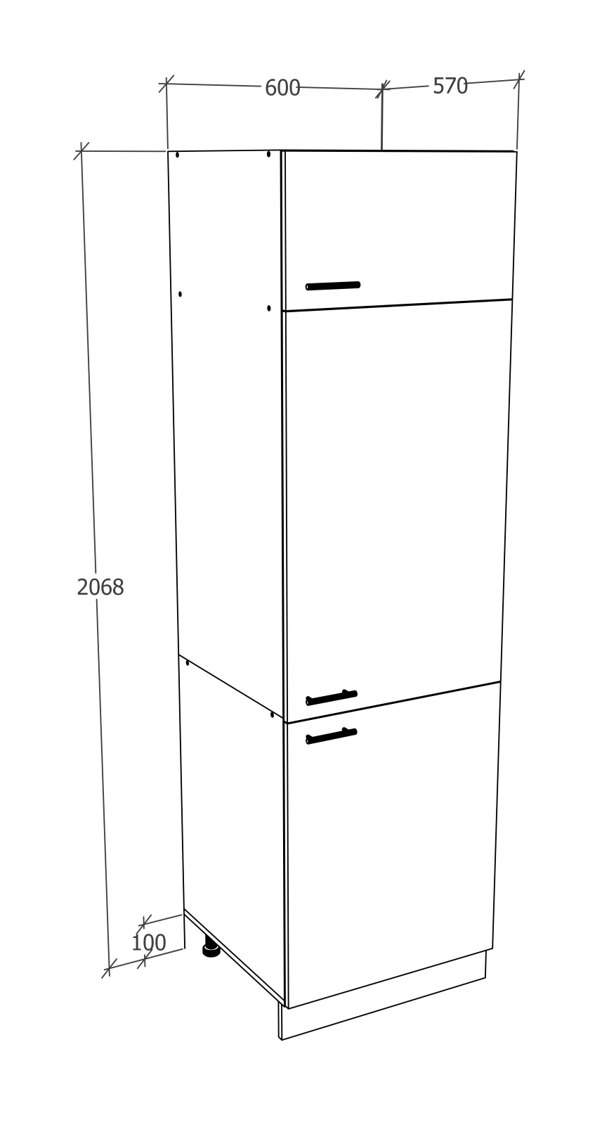 Hochschrank ESILO - weiß - Sonoma Eiche - 60 cm