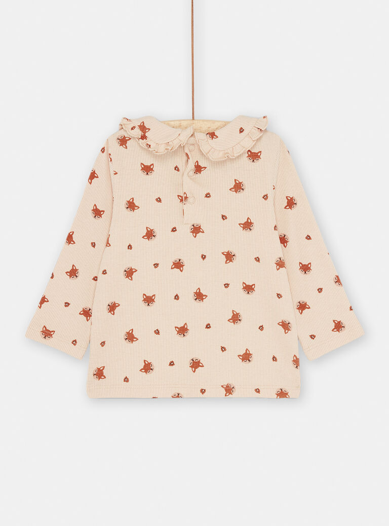 T-shirt rose pâle à imprimé renard