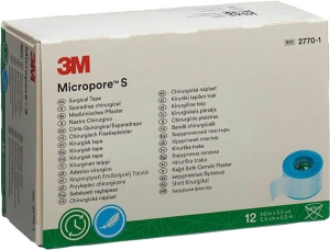 3M MICROPORE S Silikonrollenpflaster 2.5 cm x 5 m, 12 Stück
