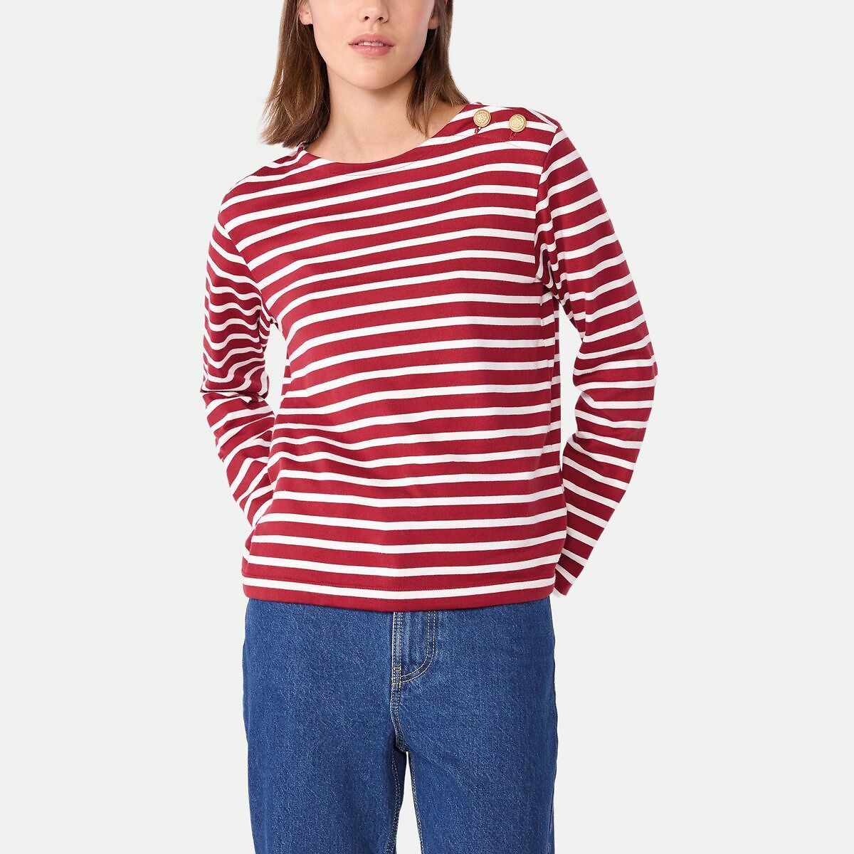 PETIT BATEAU<br>Camisa feminina de algodão azul marinho