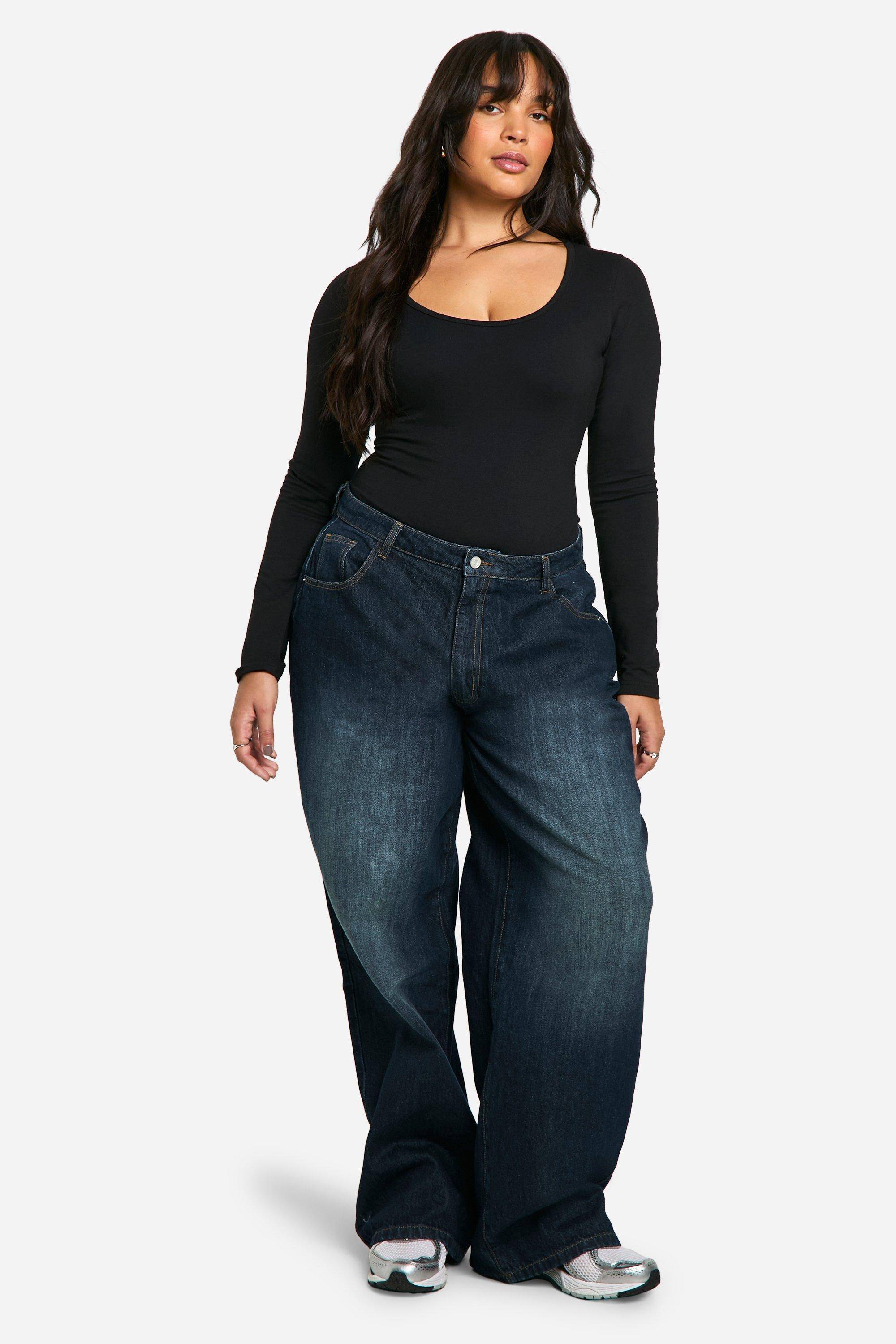 boohoo Bodysuit à manches longues en coton Boohoo Basics Plus à encolure échancrée