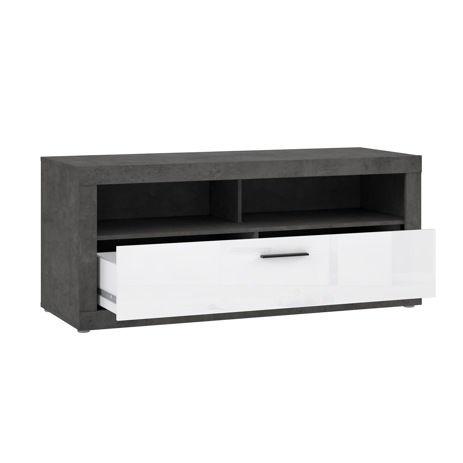 Lowboard - Betonoptik - weiß - 138 cm breit