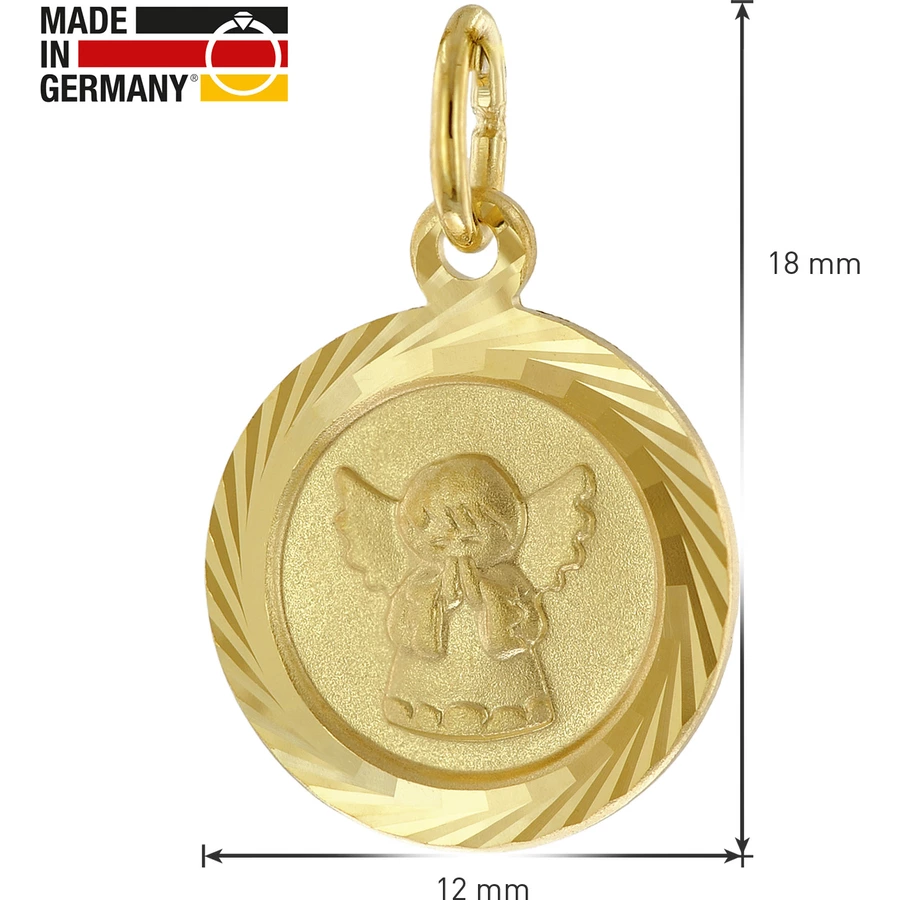 trendor Kinder Schutzengel-Anhänger Gold 585 mit vergoldeter Silberkette gold