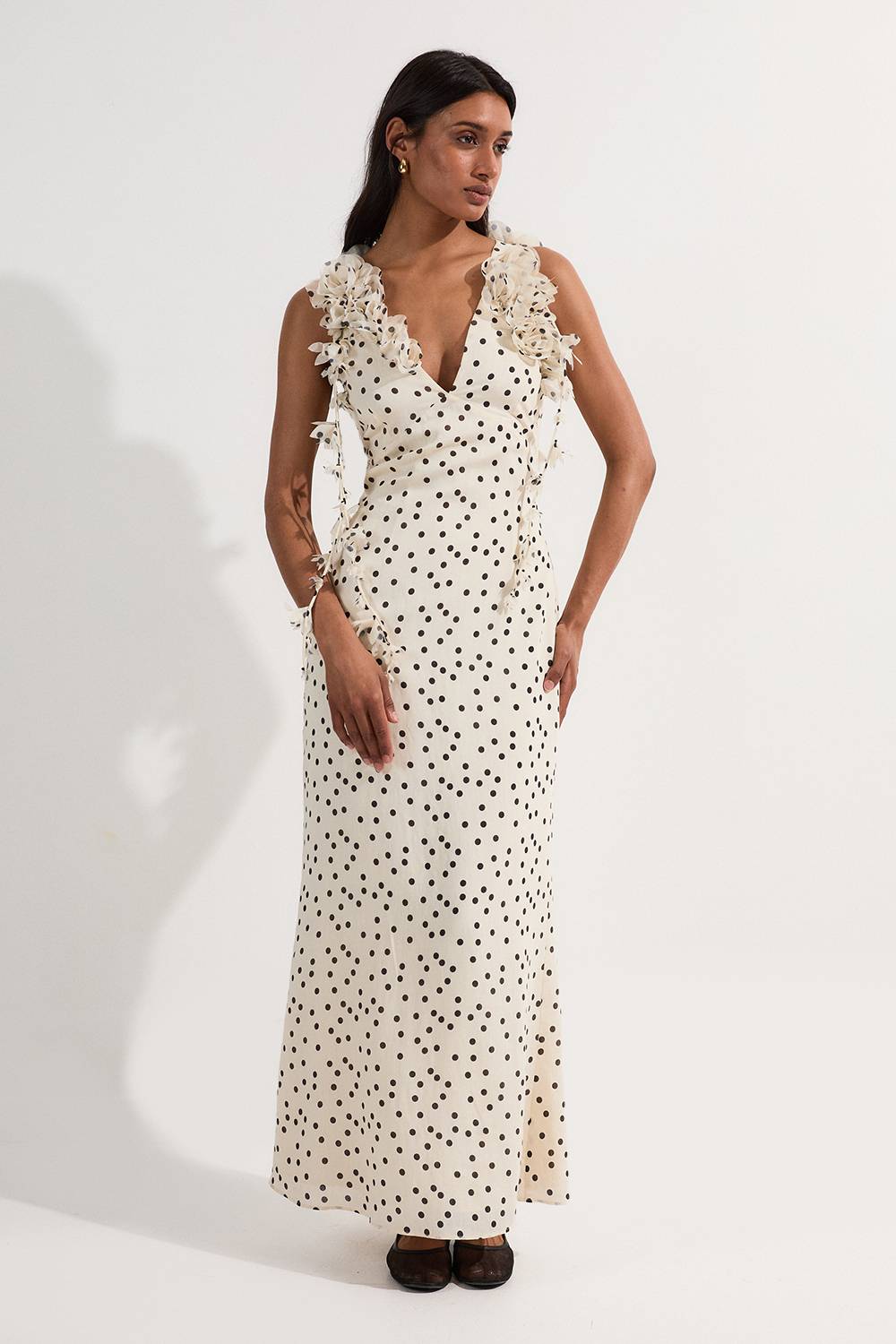 KarenMillen Robe maxi tissée à col halter ornée d'appliqués imprimés à pois
