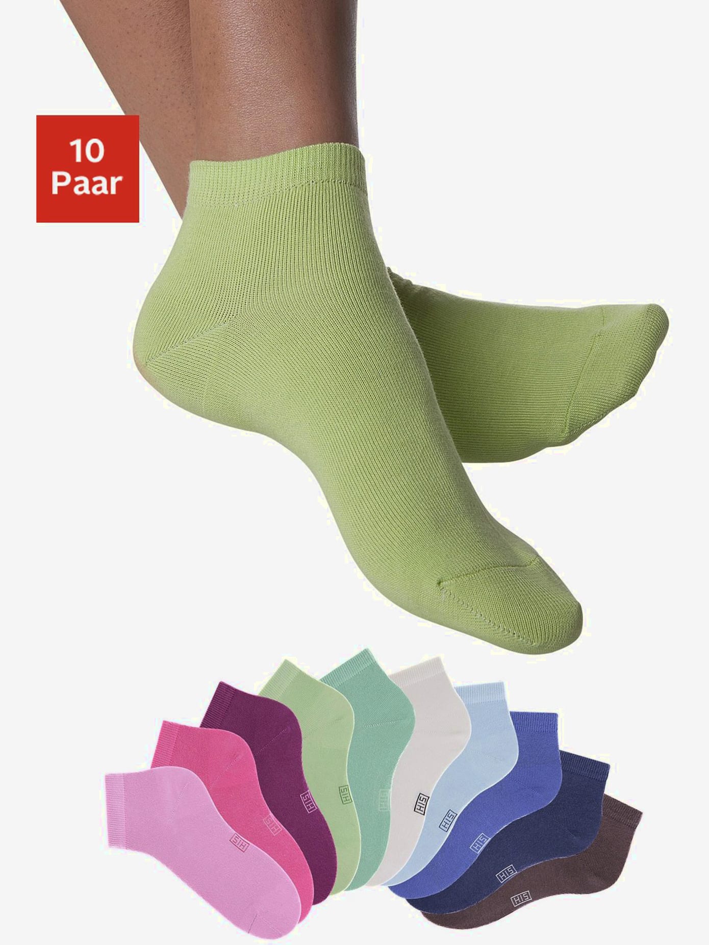 Lot de 10 socquettes dans différentes gammes de couleurs