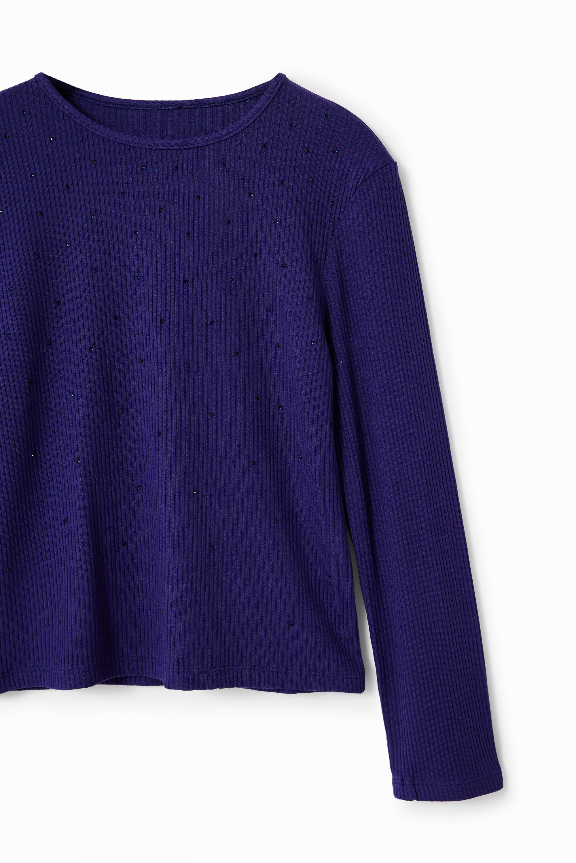 Camiseta canelada com strass