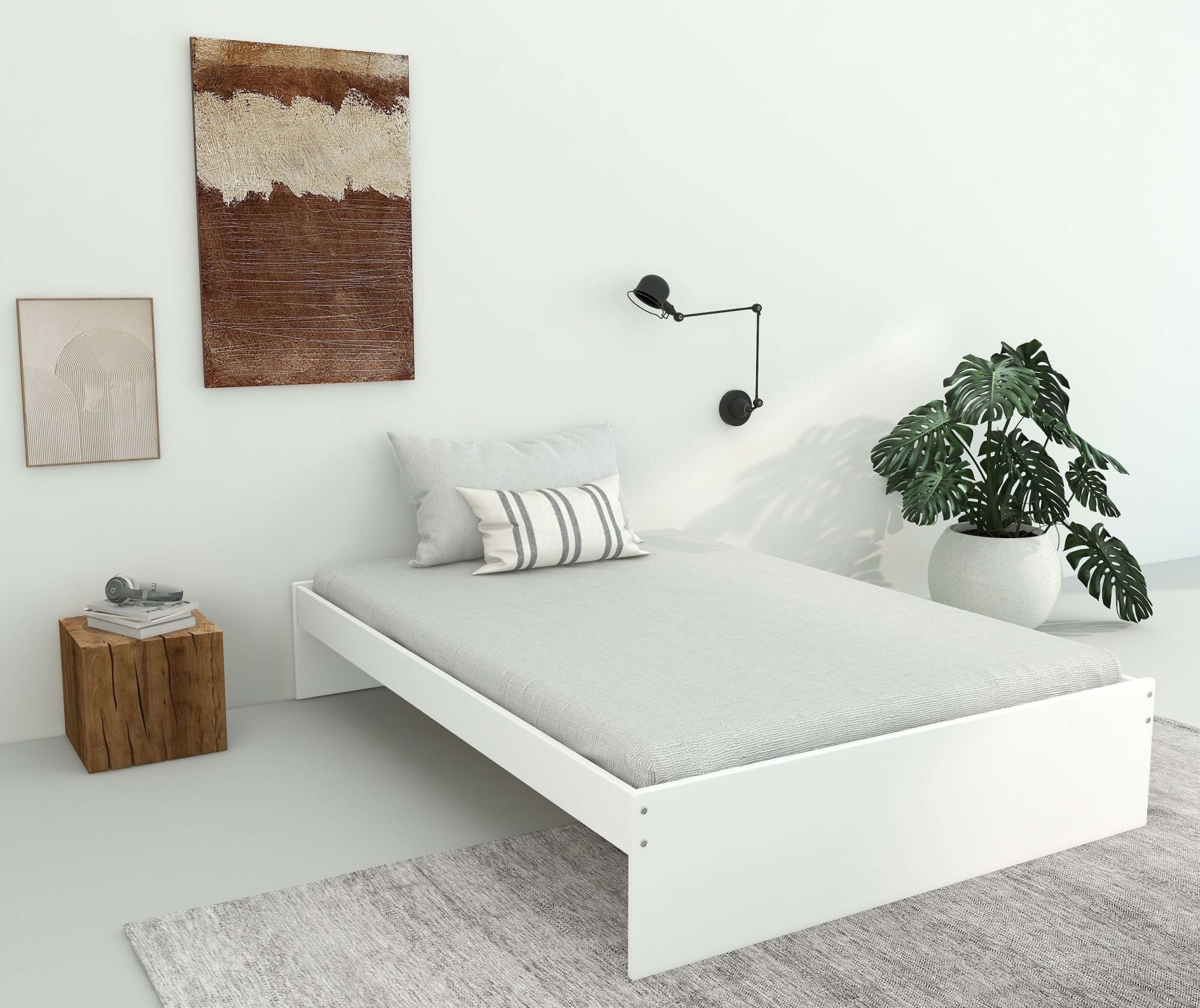 GOODproduct Bett »Magdala, Futonbett, schlichtes Design, Top Qualität« Breite/ Belastbarkeit: 120cm/200 KG, 90cm/ 100KG,  aus robustem MDF, Breite Liegefläche 140 cm, Bettkasten optional