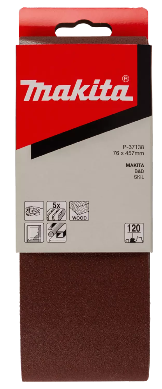 Makita P-37138 Schuurband Red - K120 - 76 x 457mm (5st)