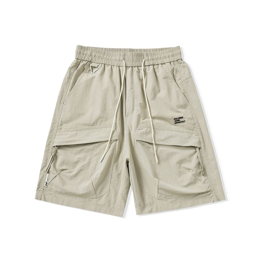 Nataro - Cargoshorts met middelhoge taille en geborduurde letters
