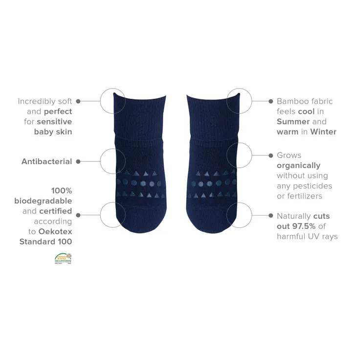 GOBABYGO Chaussettes Anti-Dérapantes | Bleu marine