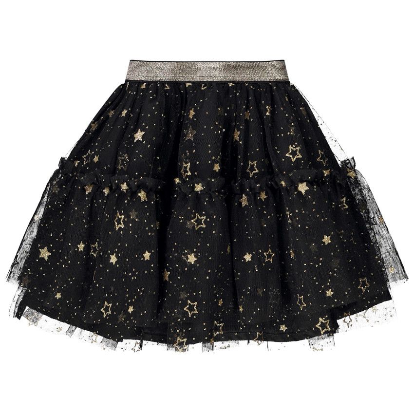 Jupe courte en tulle imprimé étoiles pour bébé fille - Noir