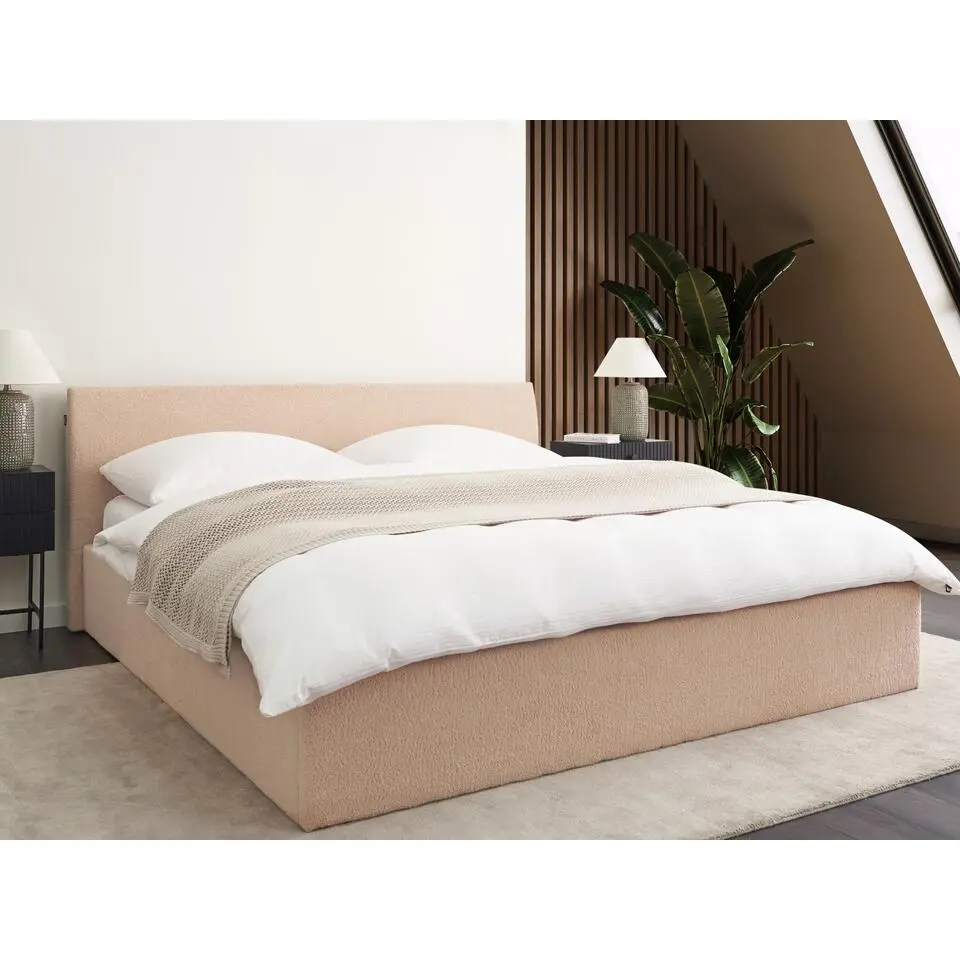 ORBEY - Bed met opbergruimte - Beige - 180 x 200 cm - Bouclé