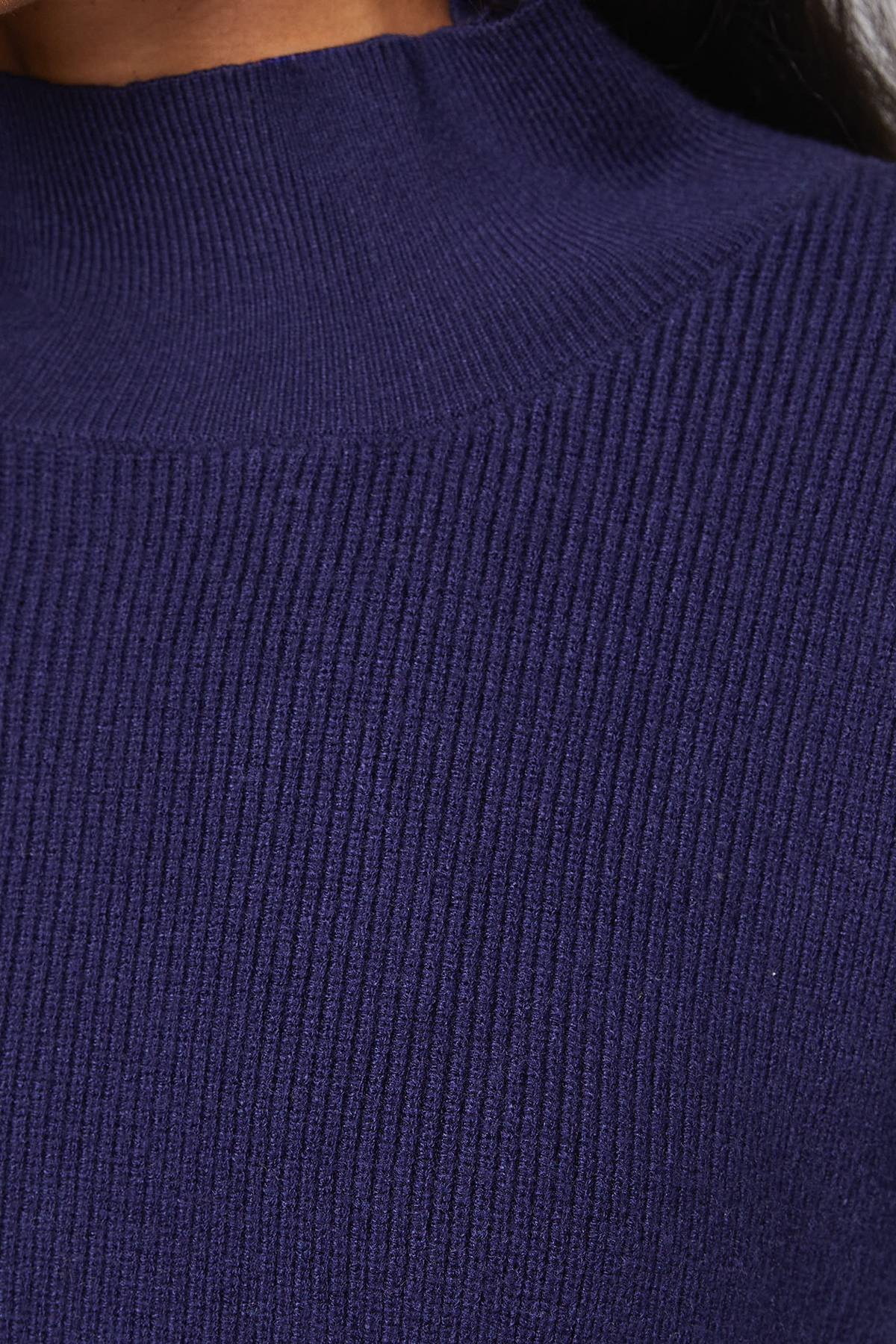 Wallis synthétiquell Col Montant Côtelé à Blocs de Couleur