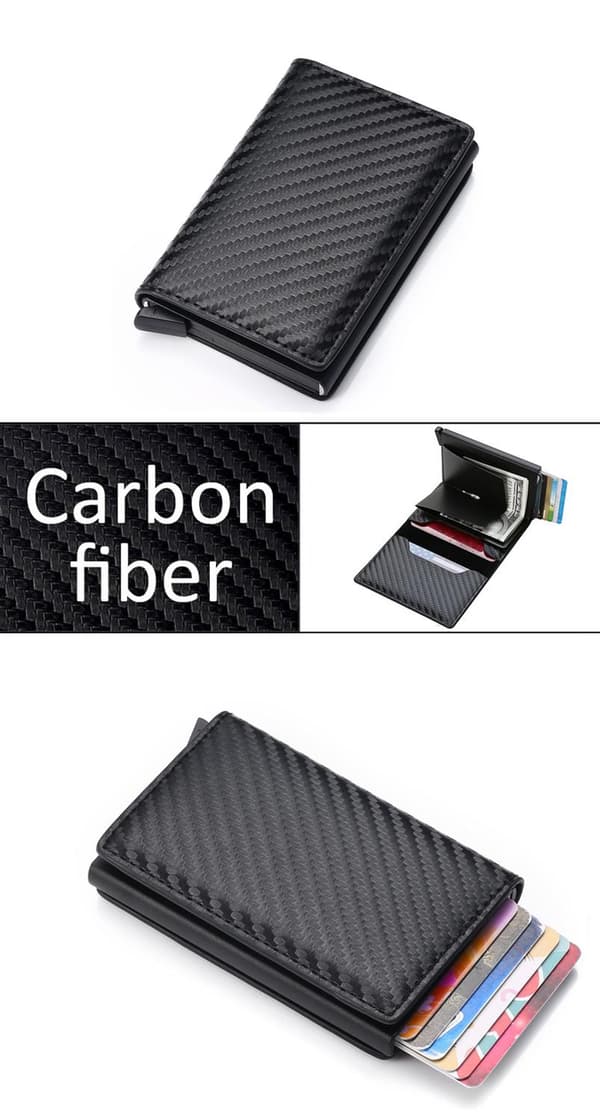 Lommebok med Airtag holder Carbon RFID Kortholder 5 kort